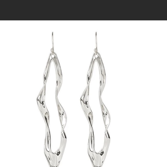 Alexis Bittar Gold Light Sculpted Linear Svelte Crumpled  Hoop Wire Earrings - Picture 11 of 15